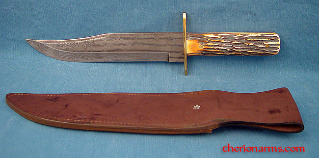 TherionArms - Bowie knife - damascus steel - stag grip